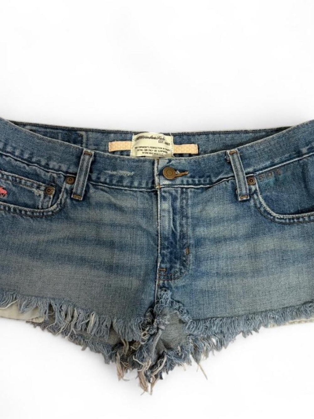 Abercrombie & Fitch Distressed Light Blue Denim Low-Rise Shorts